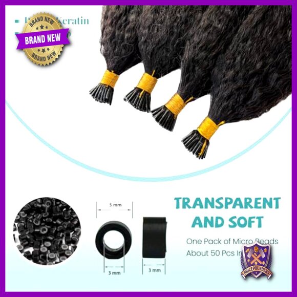 16 Inch Kinky Straight I-Tip Human Hair Extensions 100 Strands 50g main image 5